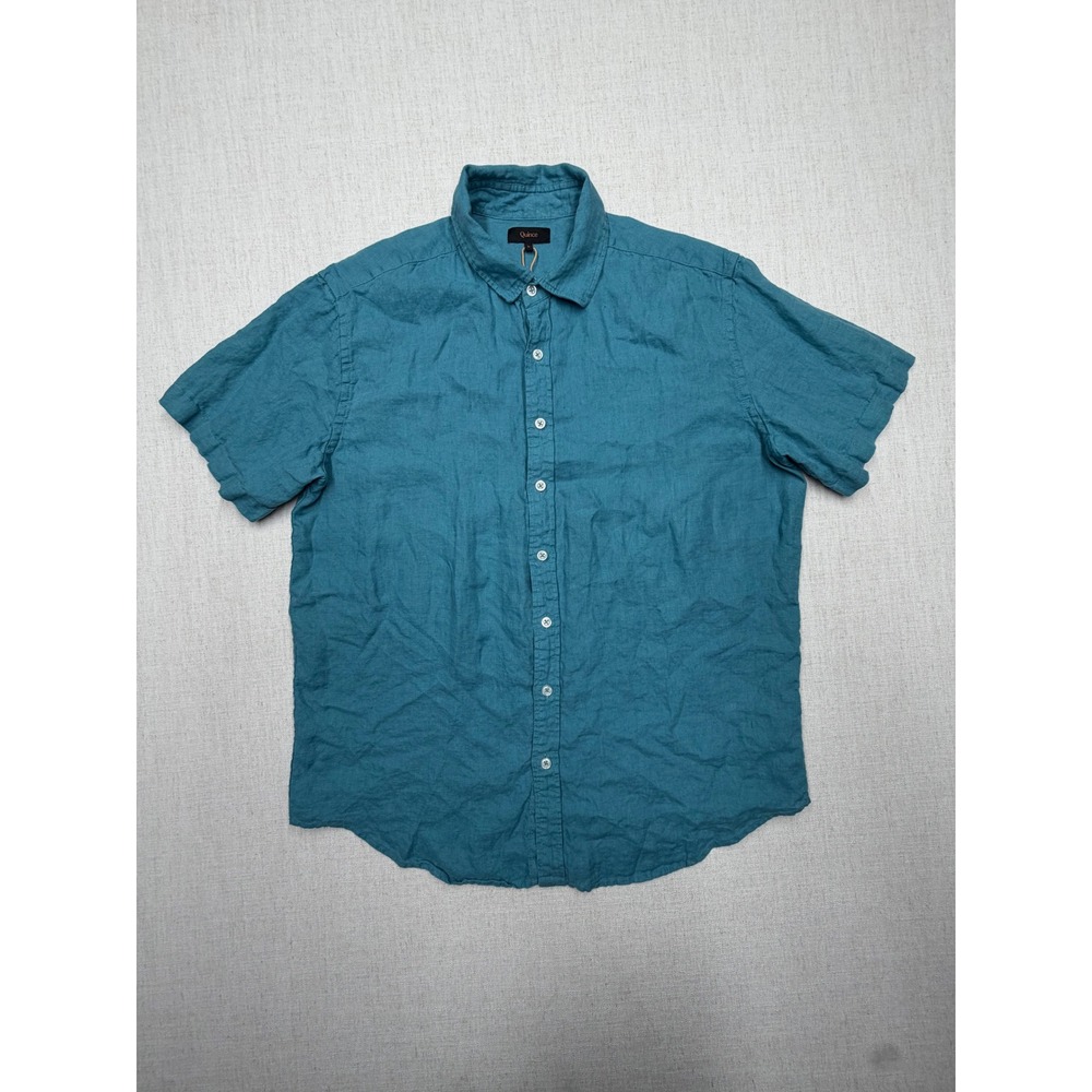 Quince 100% European Linen Short Sleeve Shirt Mineral Blue Size L LIKE NEW